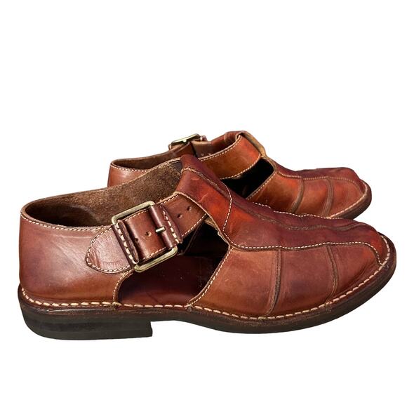 Cole Haan Other - Cole Haan Men's Fisherman Brown‎ Leather Slip-On Buckle Sandal Size 8.5 D 18190